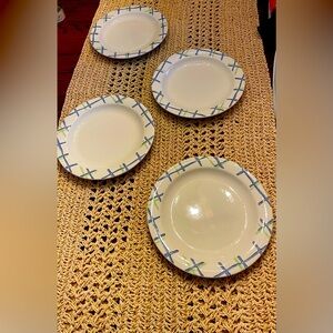Pfaltzgraff “Cloverhill” Blue & Green Plaid 8” Salad Plates